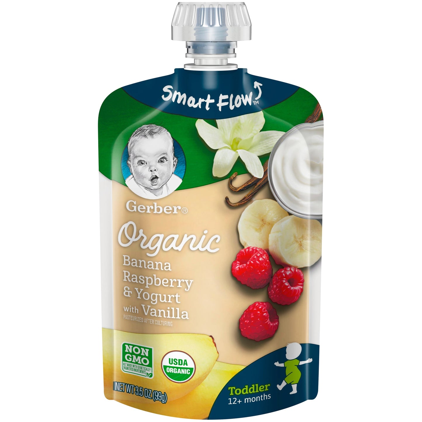 Nestle Organic Non-Gmo Banana Raspberry With Vanilla Yogurt Puree Toddler Food Pouch; 3.5 Ounce; 6 Per Box; 2 Per Case