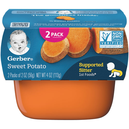 Gerber Natural For Baby Non-Gmo Sweet Potato Puree Baby Food Tub; 2X 2 Oz Tubs; 4 Ounce; 4 Per Box; 2 Per Case