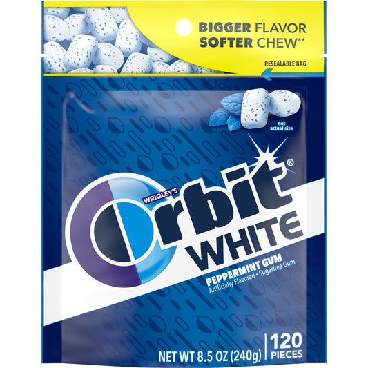 Orbit White White Peppermint Stand Up Bag; 8.5 Ounce; 8 Per Case