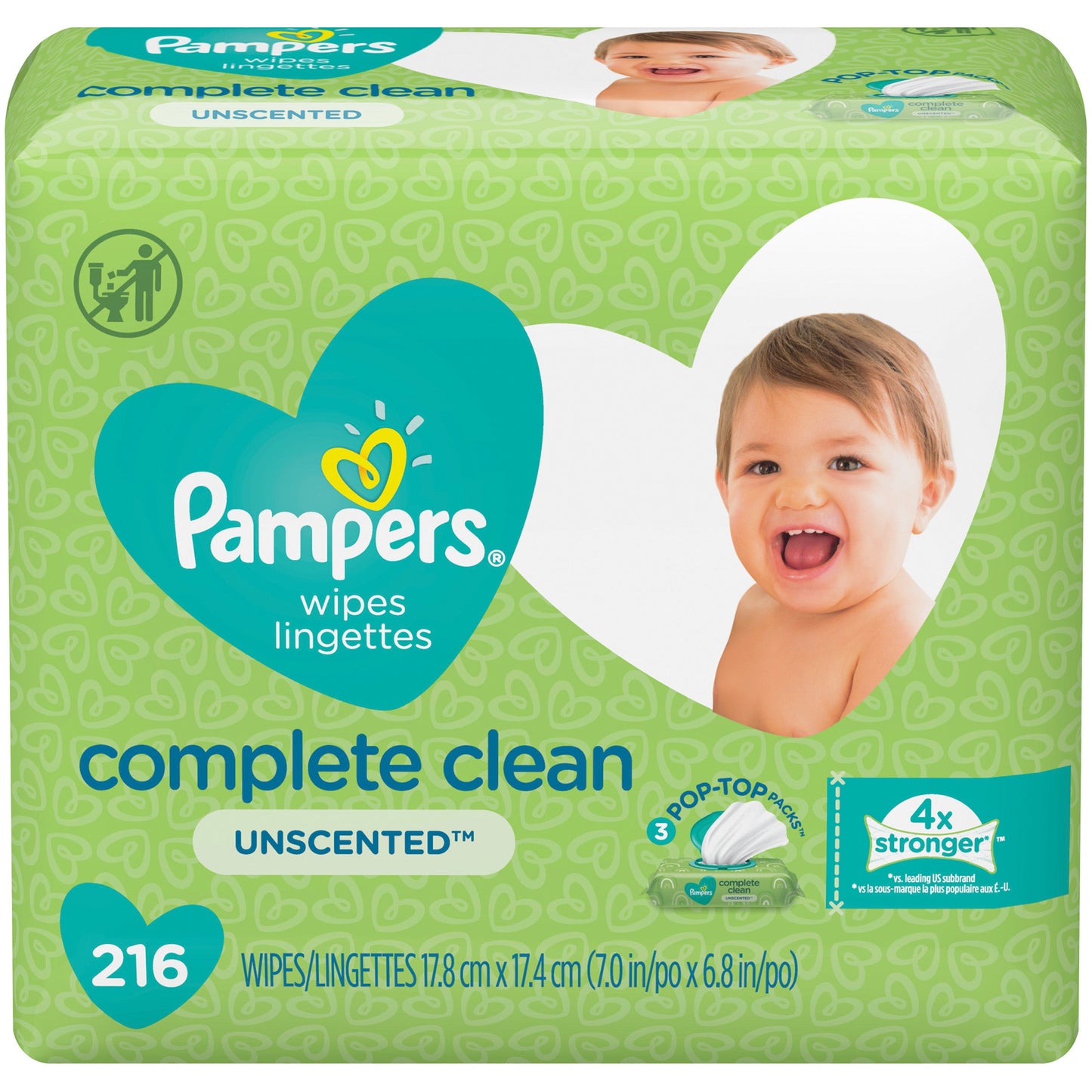 Pampers Baby Wipes Complete Clean Unscented; 216 Count; 4 Per Case