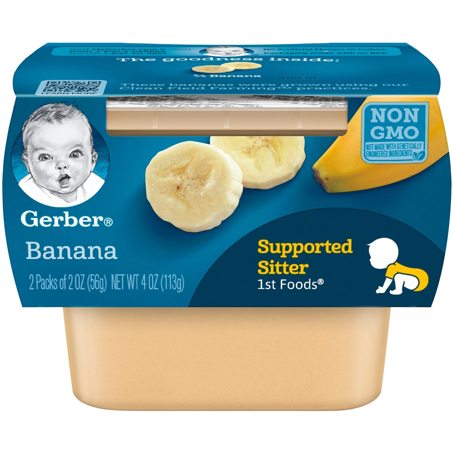 Gerber 1St Foods Non-Gmo Banana Puree Baby Food Tub; 2X 2 Oz Tubs; 4 Ounce; 4 Per Box; 2 Per Case