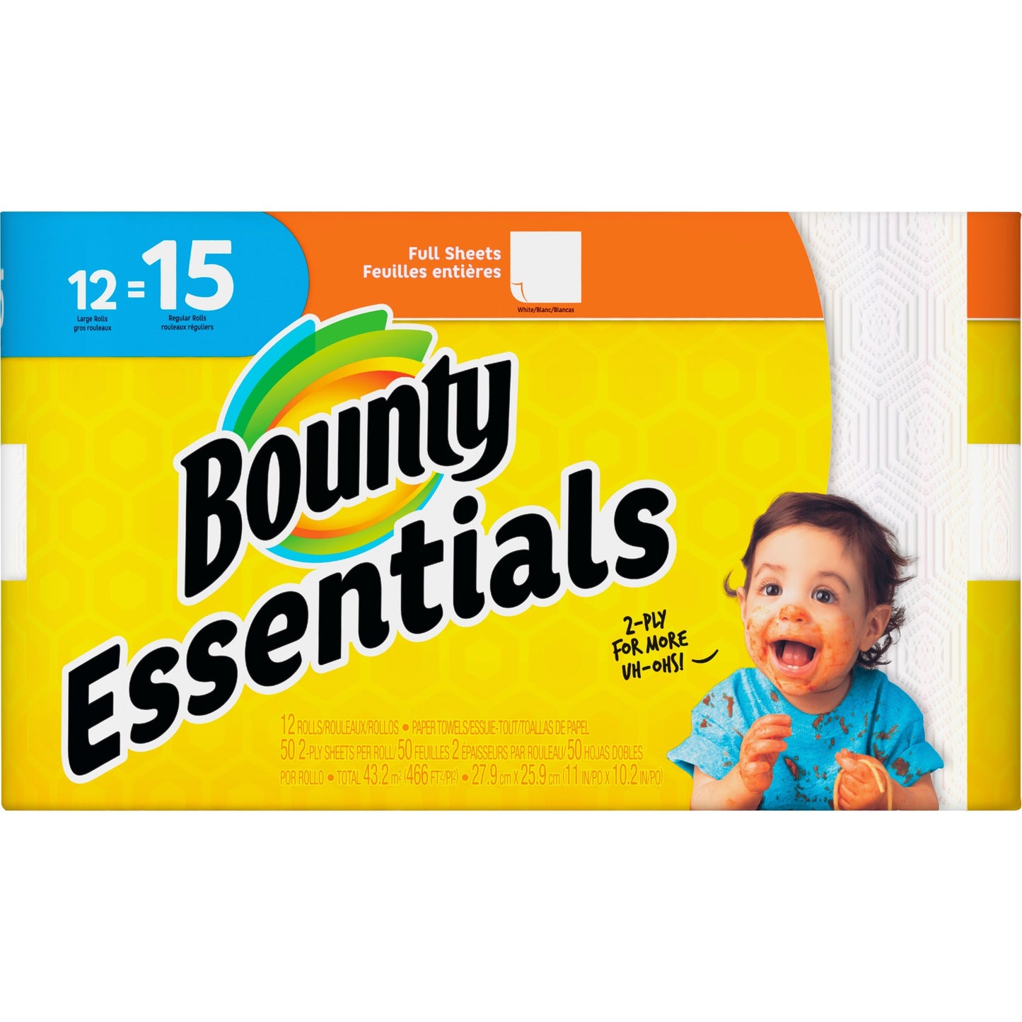 Bounty Paper Towel Essentials White Large Roll; 12 Count; 1 Per Box; 2 Per Case