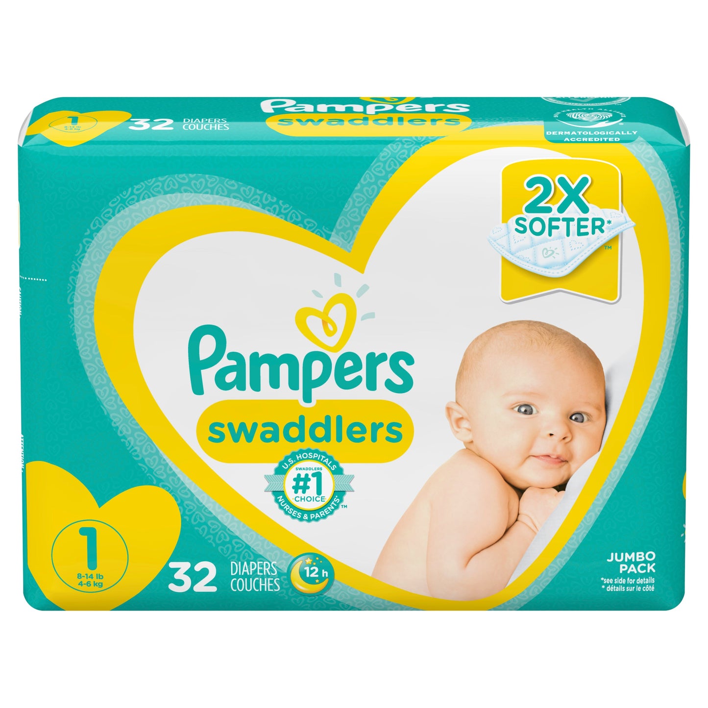 Pampers Swaddlers Full Cut; 32 Count; 4 Per Case