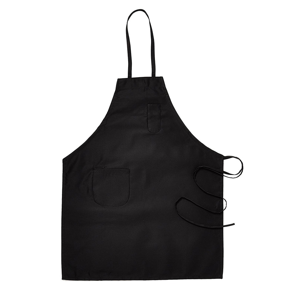 Winco Bib Apron With Pocket Full Length Black; 12 Each; 1 Per Case - High Mart Wholesale